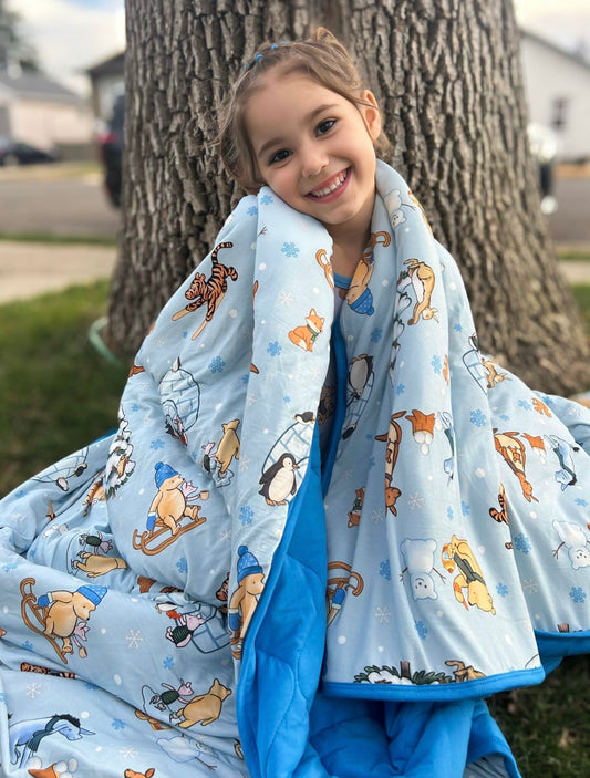 Adult Quilted Blanket - Pooh's Winter Wonderland