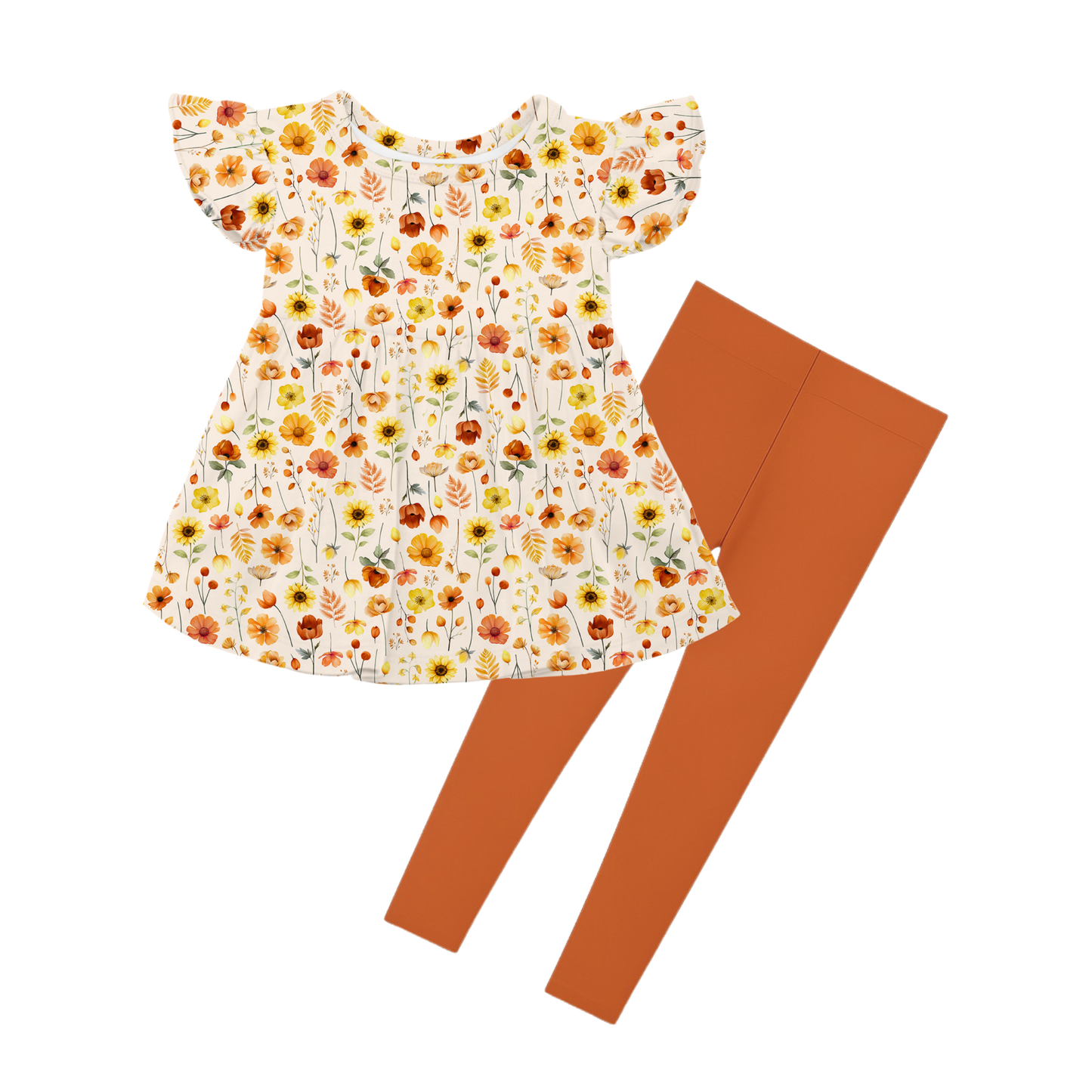 Flutter Peplum Set - Autumn Petals  *PRE-ORDER*