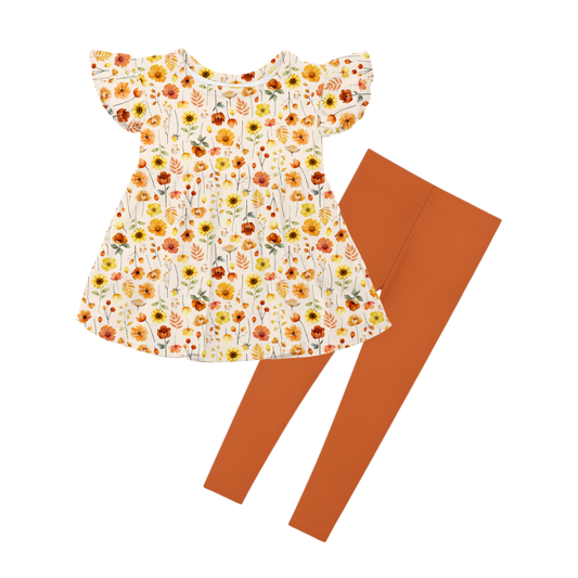 Flutter Peplum Set - Autumn Petals  *PRE-ORDER*