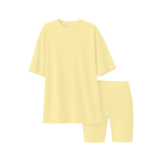 Women's Biker Short Set - Sunshine Yellow