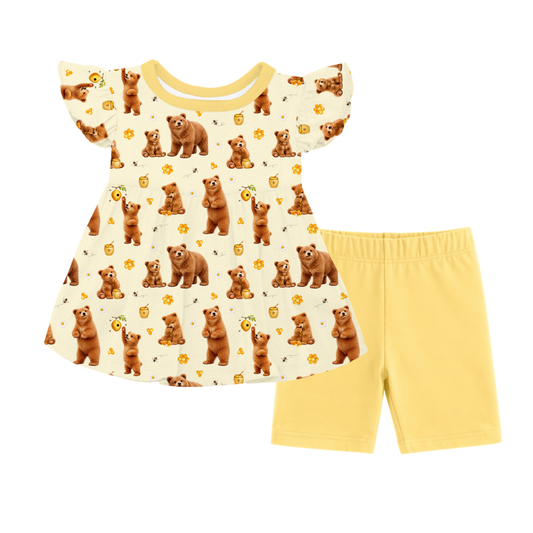 Peplum Short Set - Honey Bear