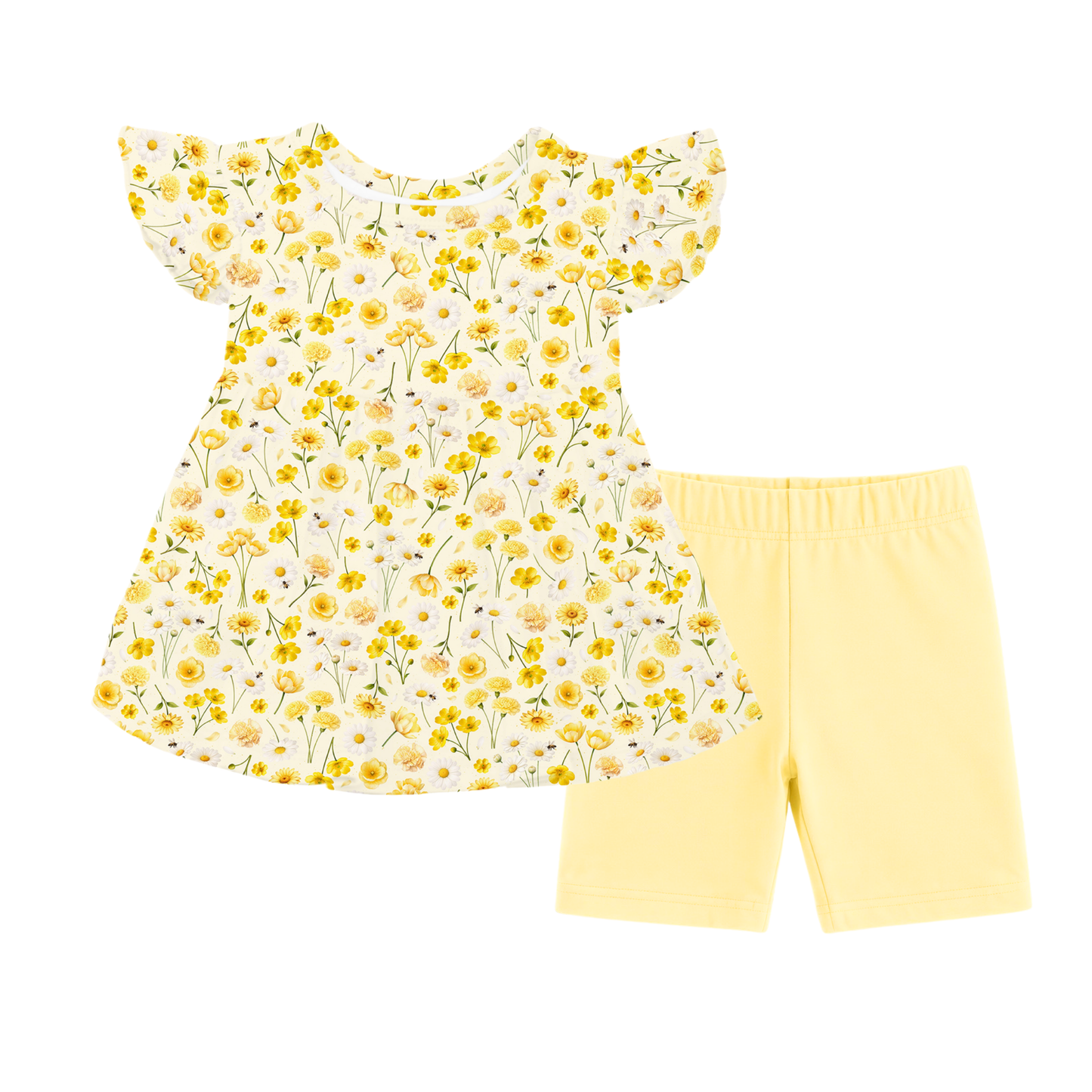 Peplum Short Set - Honey Bloom