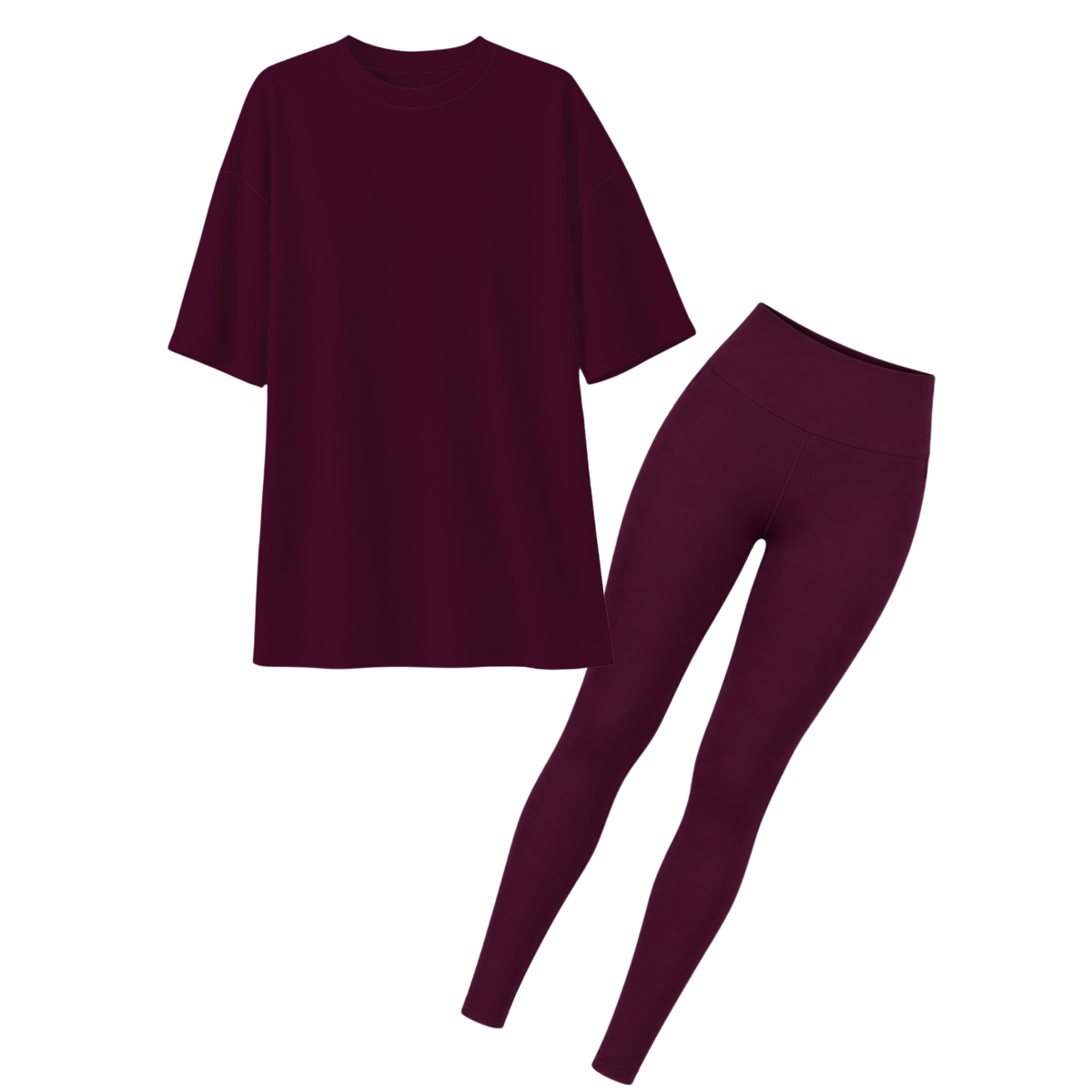 Women's Oversized Tee & Leggings Set - Midnight Mulberry  *PRE-ORDER*