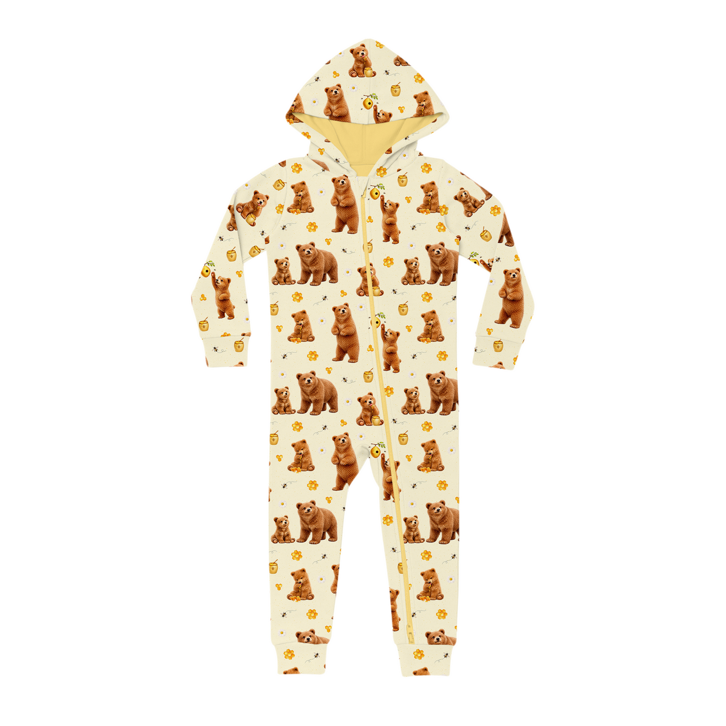 Hooded Romper - Honey Bear